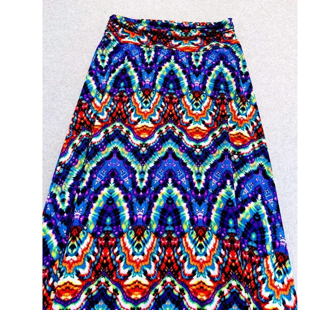 Counterparts Signature Studio M USA Colorful Abstract Maxi Skirt Pull On Boho